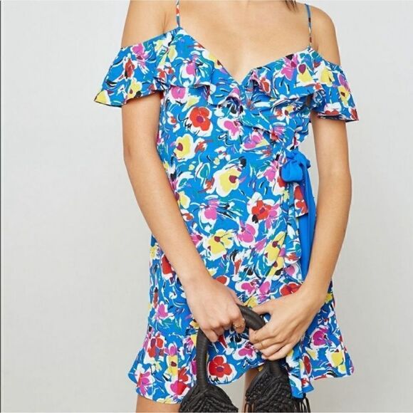 Top Shop Floral Blue Wrap Dress - Picture 3 of 15